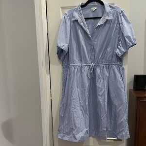 J. Crew Factory Blue and White Striped Top
